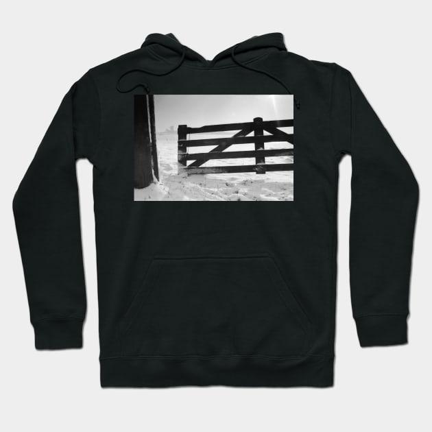 Fence in snow landscape Hoodie by robelf